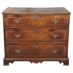 18th C. Antique George II Chippendale Mahogany Bachelors Chest 3 Drawer Dresser