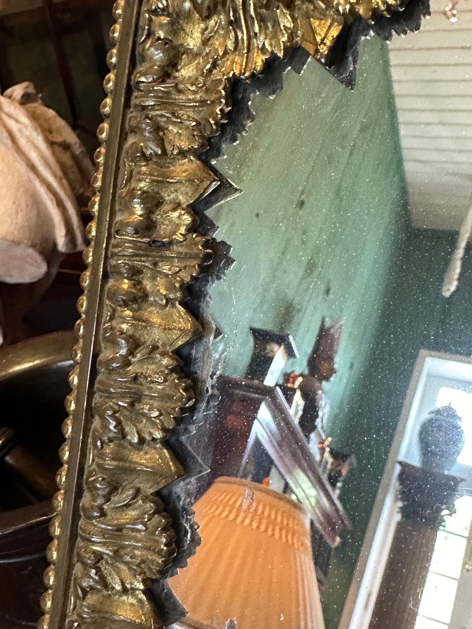 18th C. Antique Gilded Bronze Mirror Glass Desk Console Wall Mount Handcrafted  For Sale 9