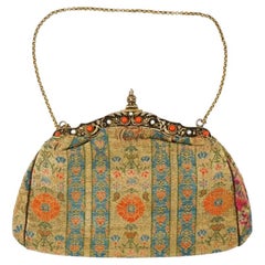 Sac à main persan ancien du 18ème siècle en textile safavide