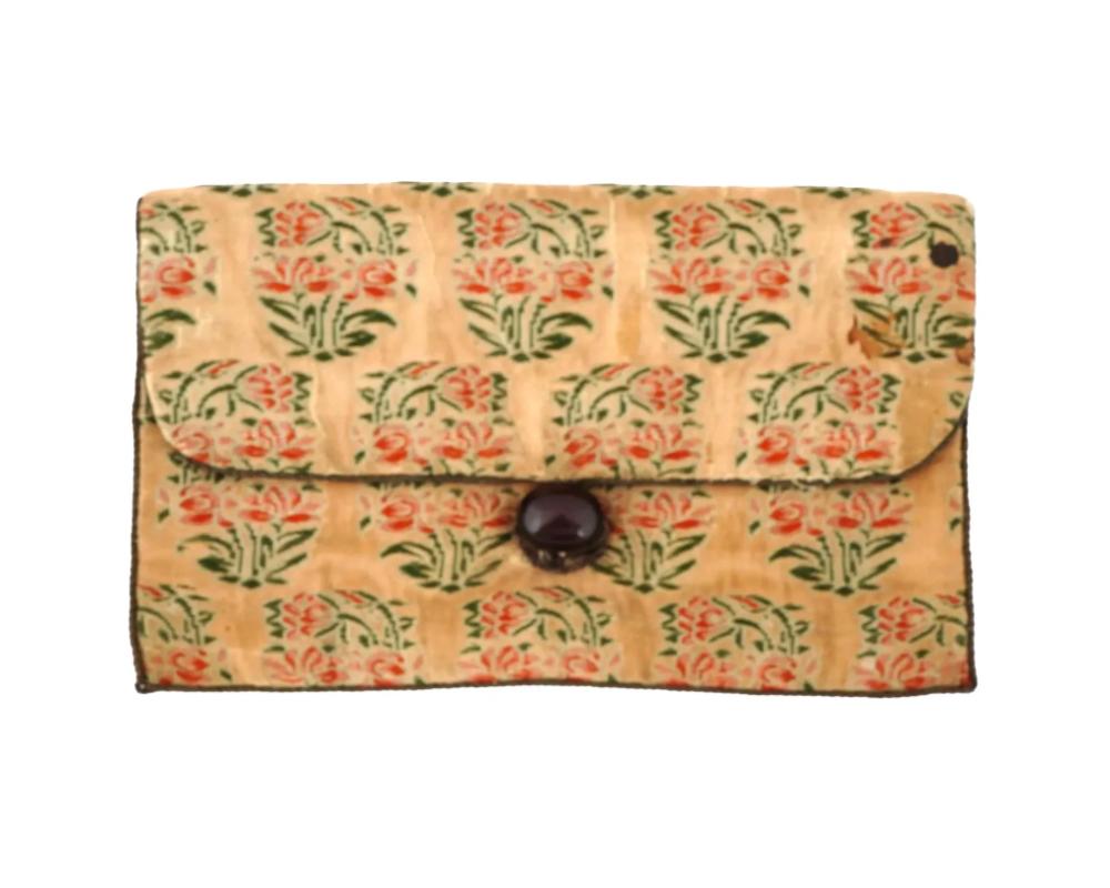 Persian 18Th C Antique Safavid Textile Hand Bag W Bakelite Bead For Sale
