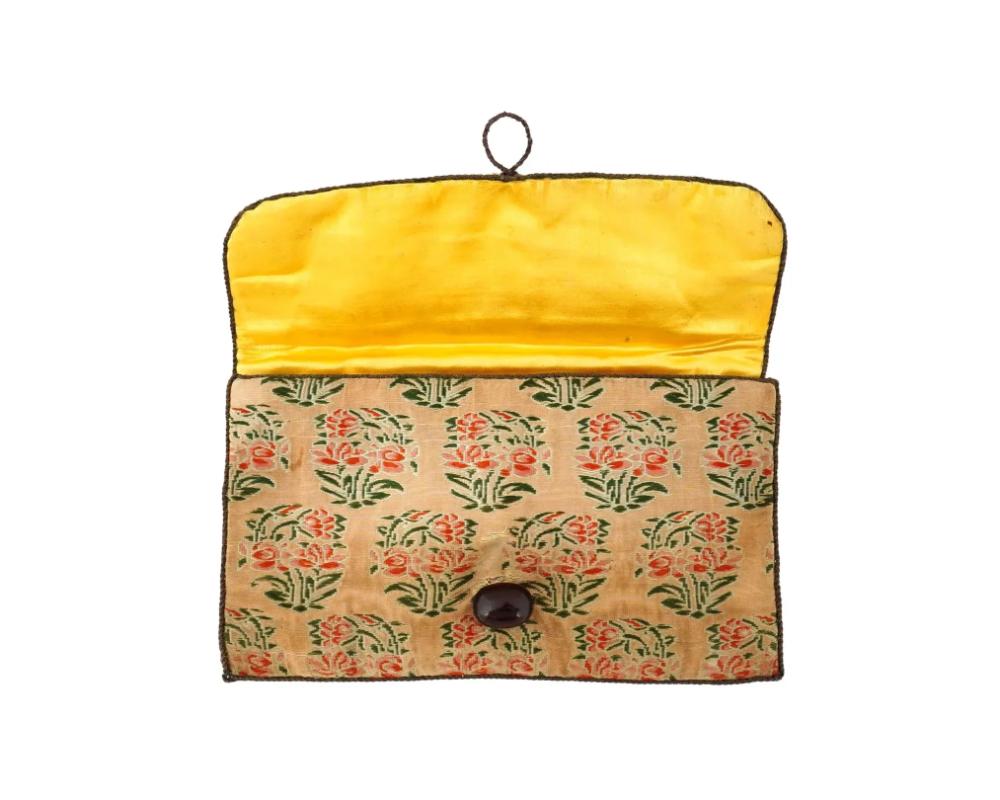 18th Century and Earlier 18Th C Antique Safavid Textile Hand Bag W Bakelite Bead For Sale
