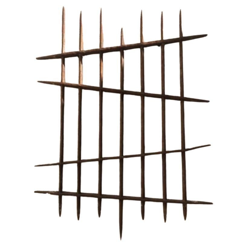 18th C Antique Wrought Iron Window Grate For Sale