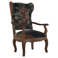 18TH C Aubusson Upholstered Wing-Back Arm Chair