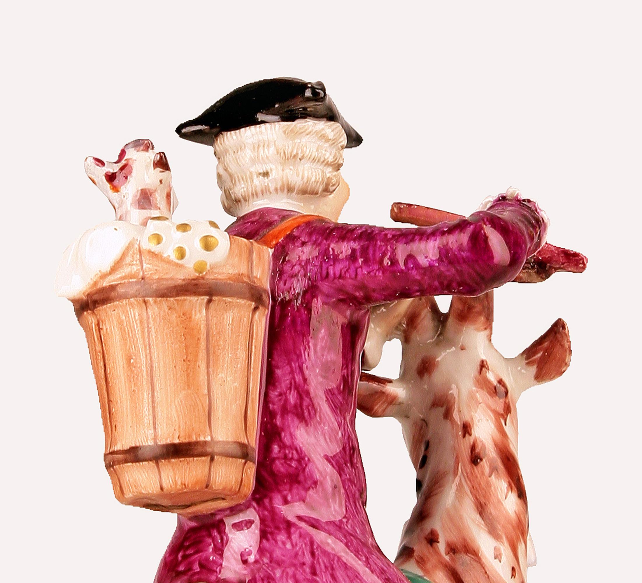 Porcelana inglesa barroca/rococó del siglo XVIII con cabra montada por Chelsea Pottery en Bueno estado para la venta en North Miami, FL