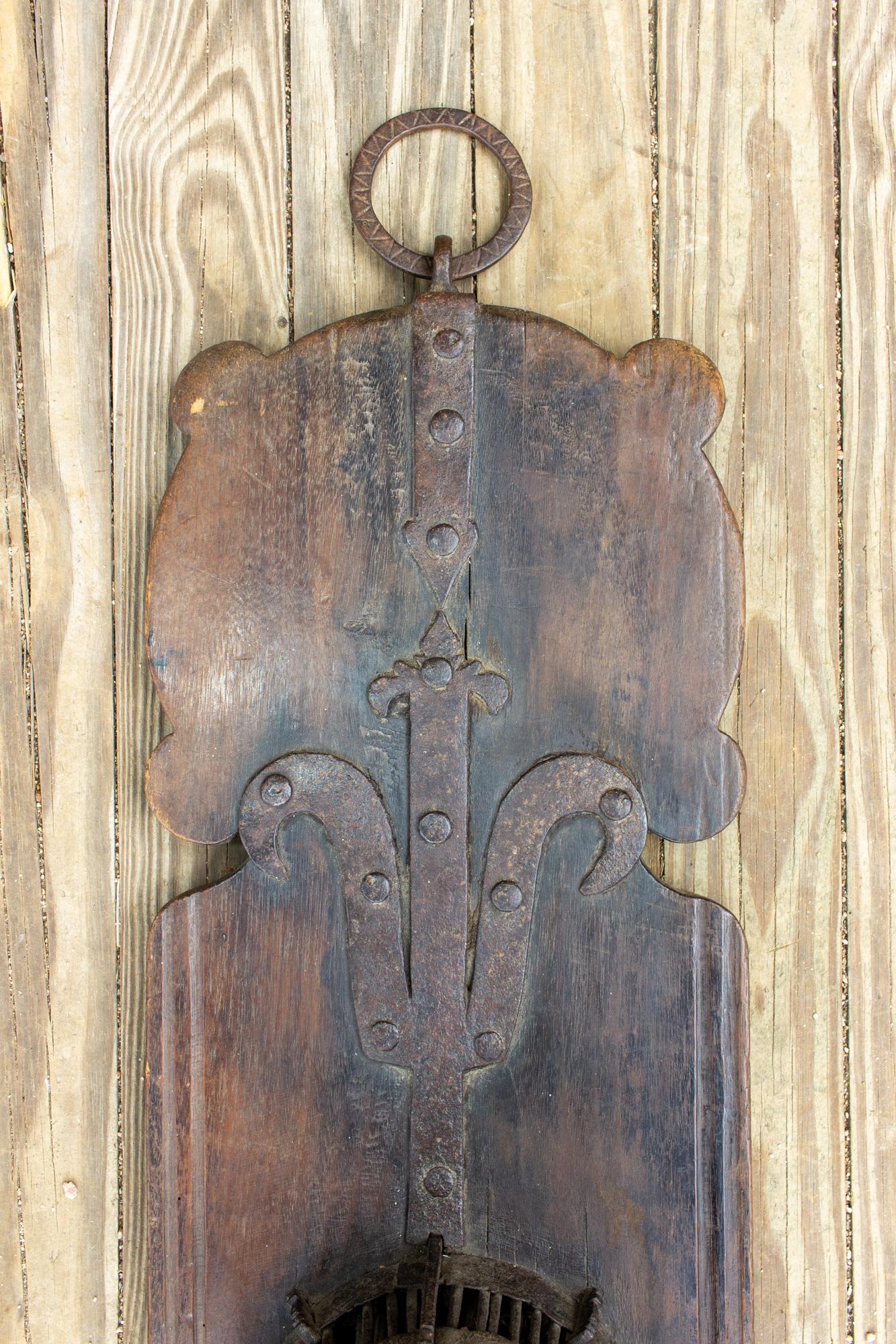 18th C Belgian Wood & Iron Flax Comb 4