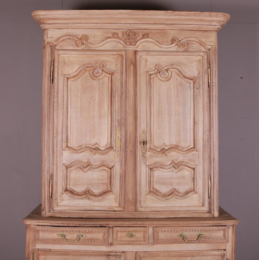 French 18th C Bleached Oak Buffet de Corps For Sale