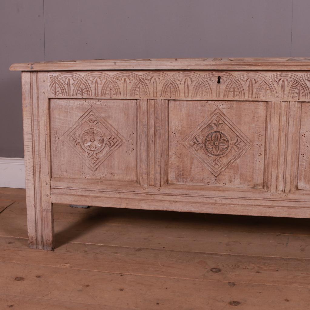 George I 18th C Bleached Oak Coffer For Sale