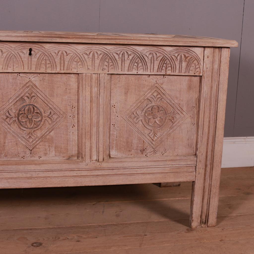 18th Century 18th C Bleached Oak Coffer For Sale