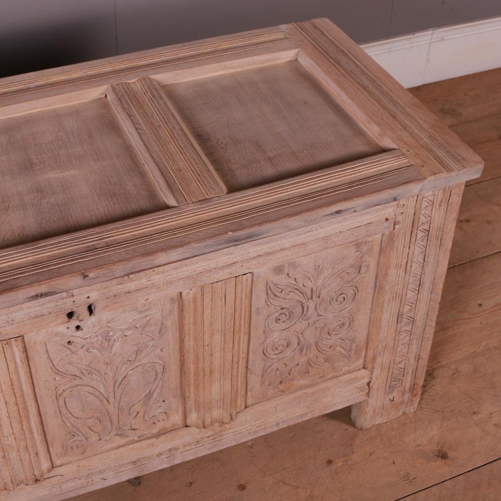 18th C Bleached Oak Coffer For Sale 1