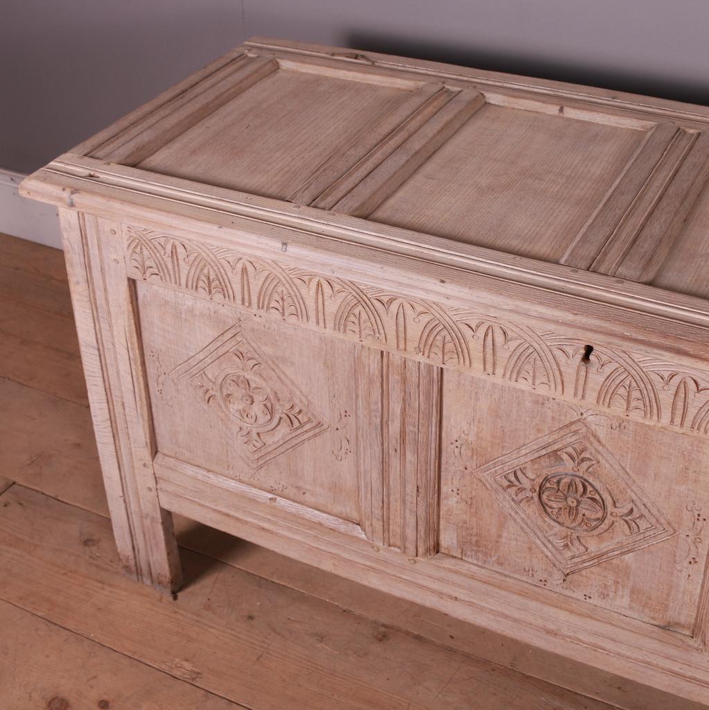 18th C Bleached Oak Coffer For Sale 1