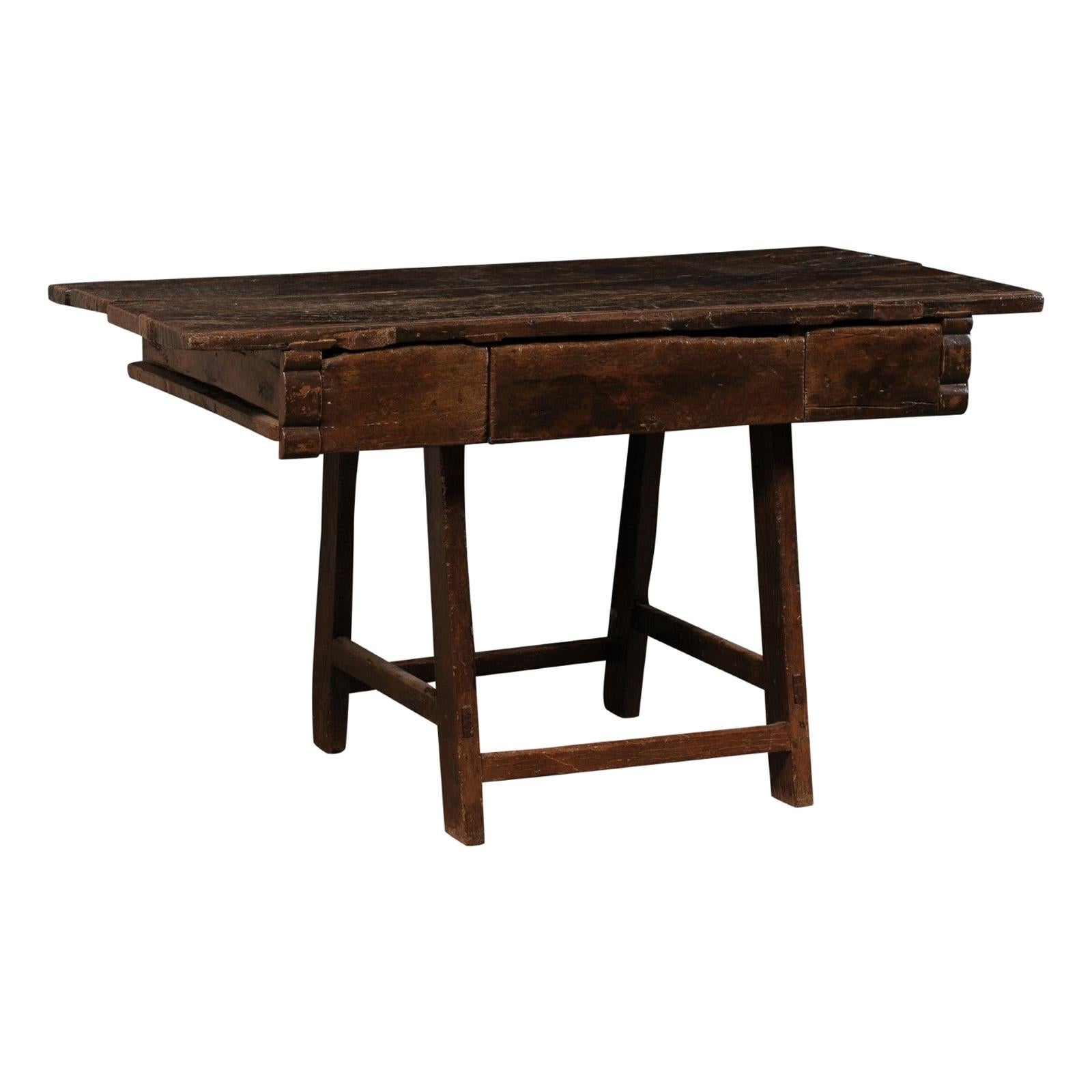 18th C. Brazilian Peroba Wood Table with Drawers, Exquisitely Rustic For Sale