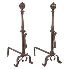 18th c. Bronze and Iron Andirons 18th c. Bronze and Iron Andirons