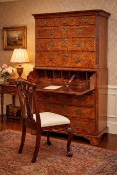 18th c. Burled Walnut Chest on Chest