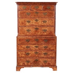 18th c. Burled Walnut Chest on Chest