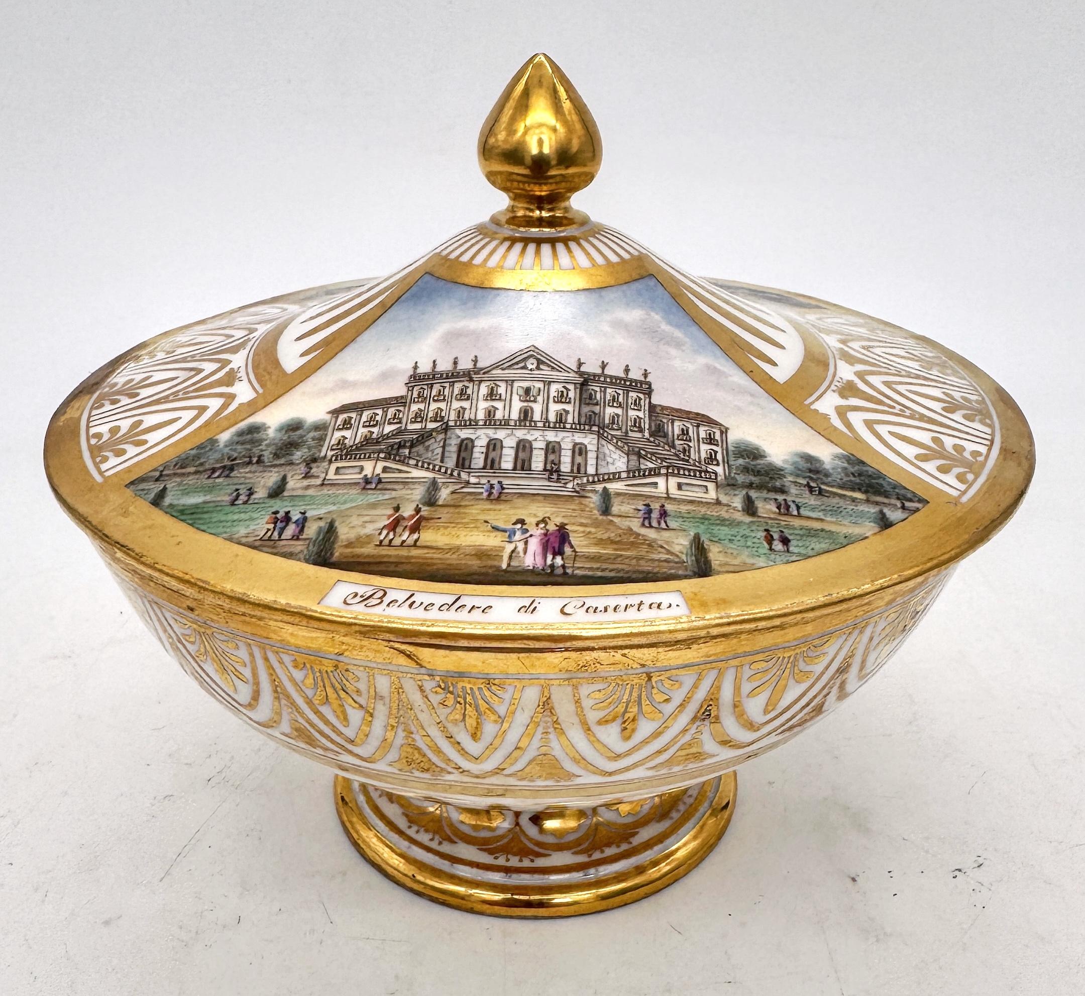 Caja de Capodimonte del s. XVIII, Vistas Palacio Real de Caserta y Belvedere di San Leucio Italiano en venta