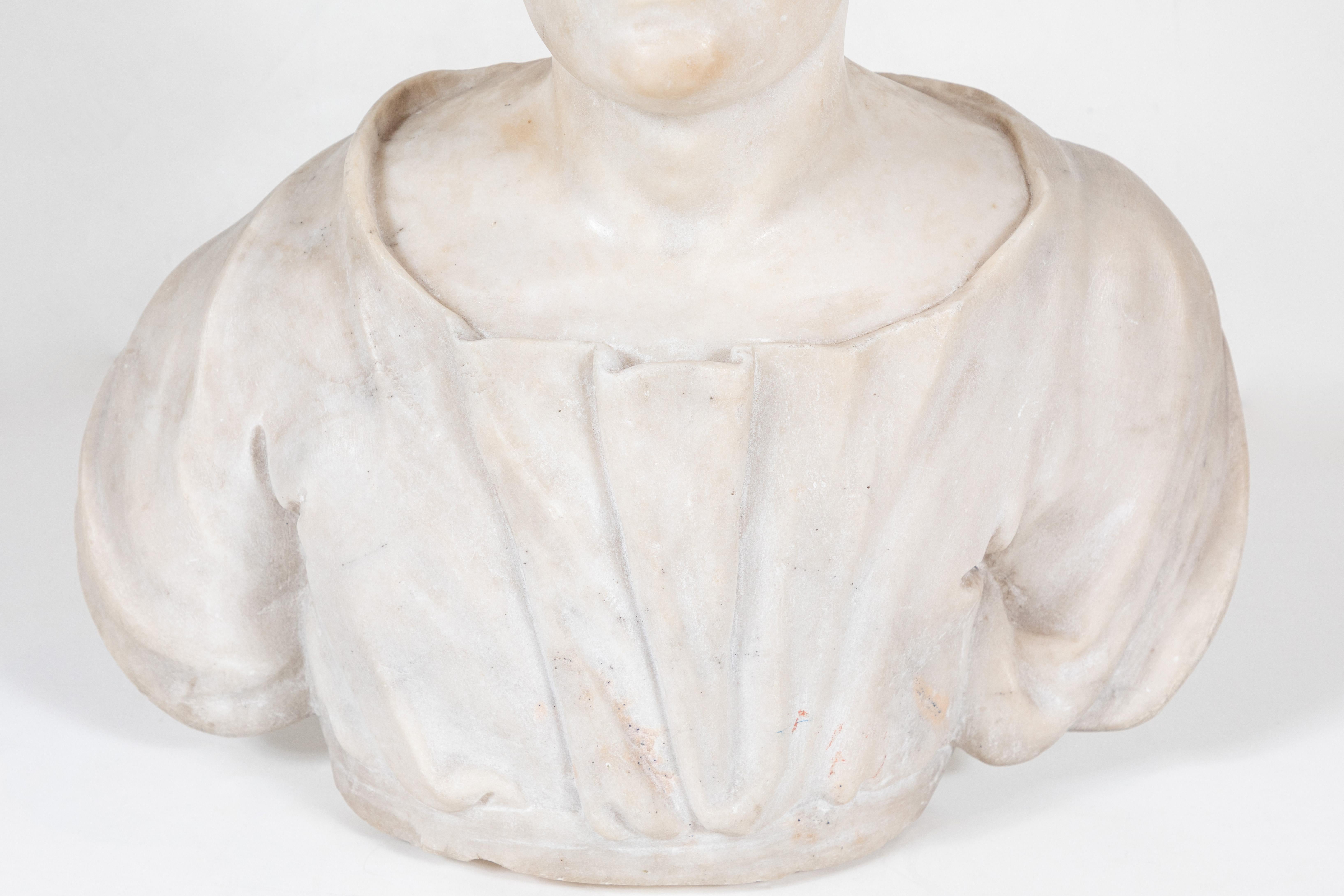 Hand-Carved 18th Century, Carrara Marble Bust