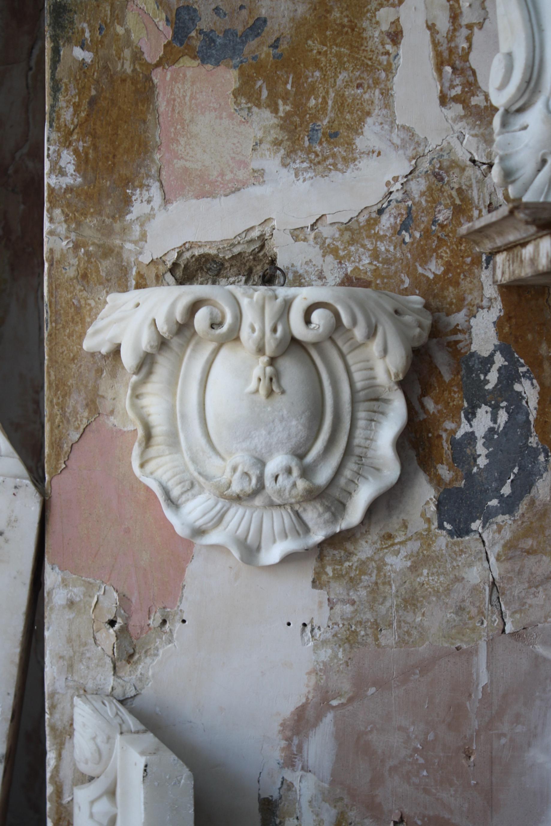 Regency 18th C Carved Marble Cartouche Decorative Architectural Elements Grand Tour