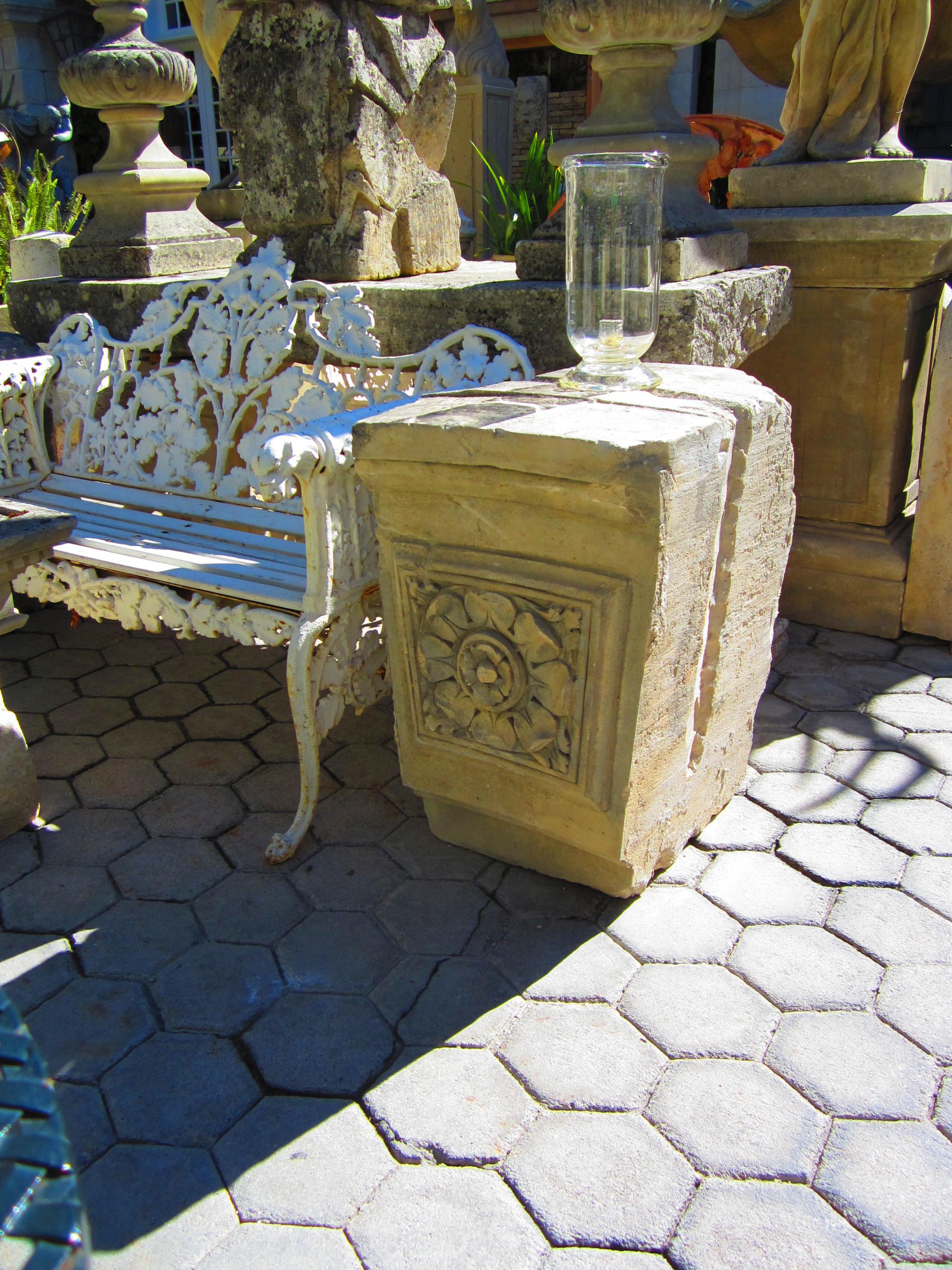 French Hand Carved Stone Antique Garden Outdoor Indoor Side Center Coffee Table Base LA