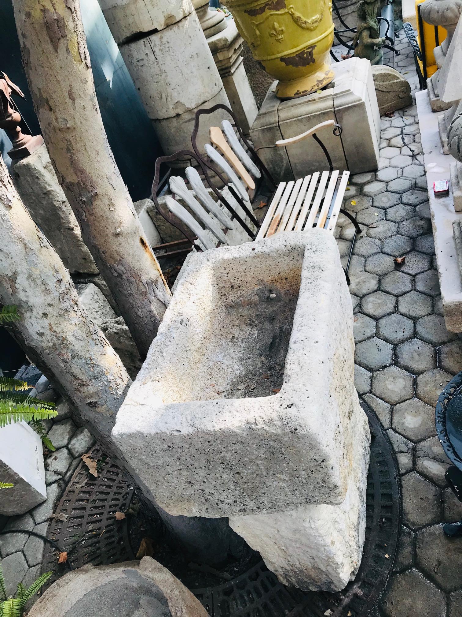18th Century Carved Stone Basin on Pedestal Base as Birdbath Sink Fountain 3