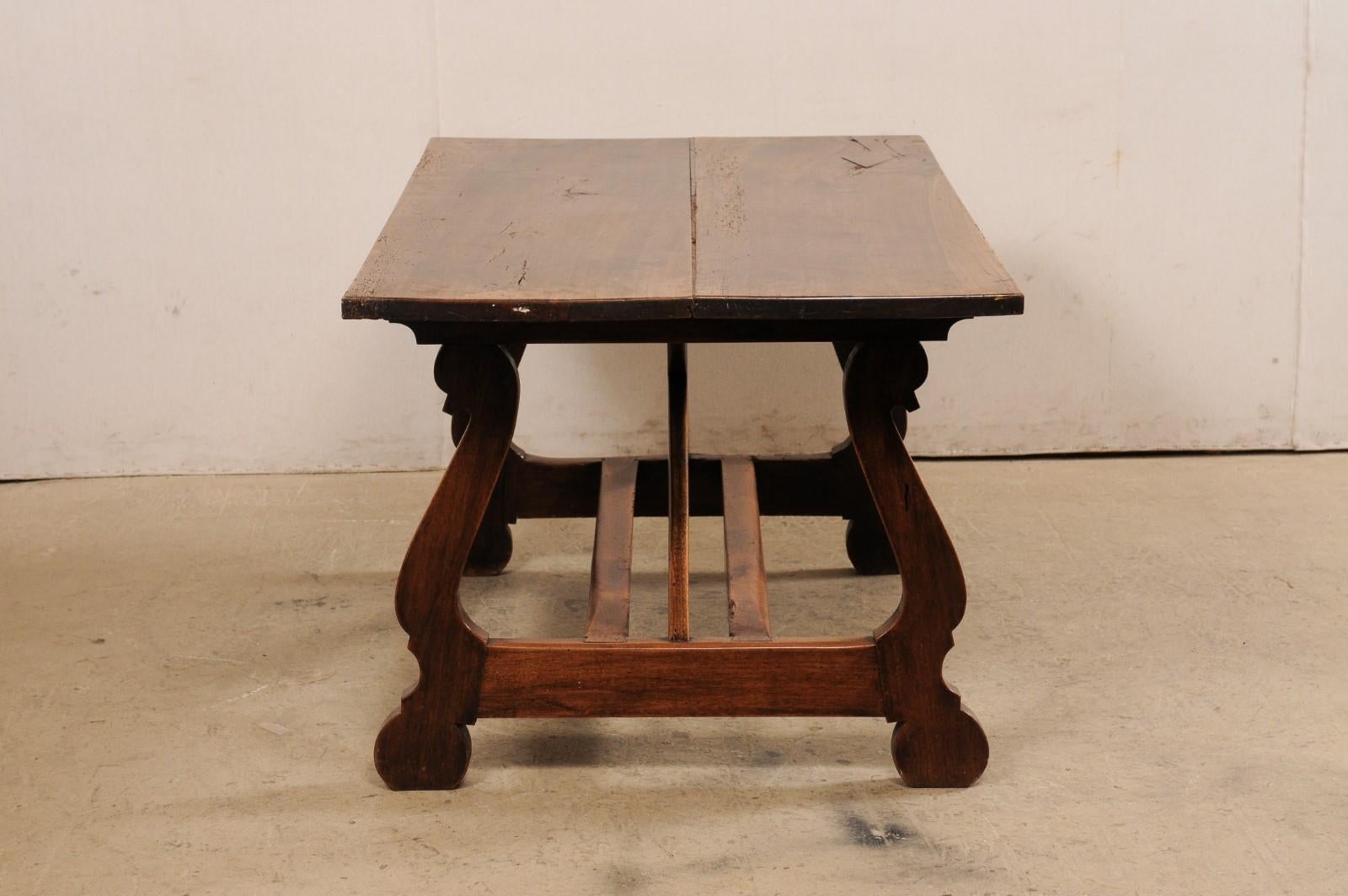 18th C. Carved Walnut Lyre-Leg Table, Italy For Sale 5