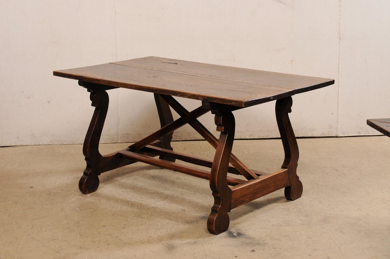 18th C. Carved Walnut Lyre-Leg Table, Italy For Sale 6