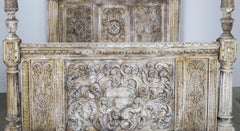 18th Century Carved Wood Four Poster Canopy Bed Frame