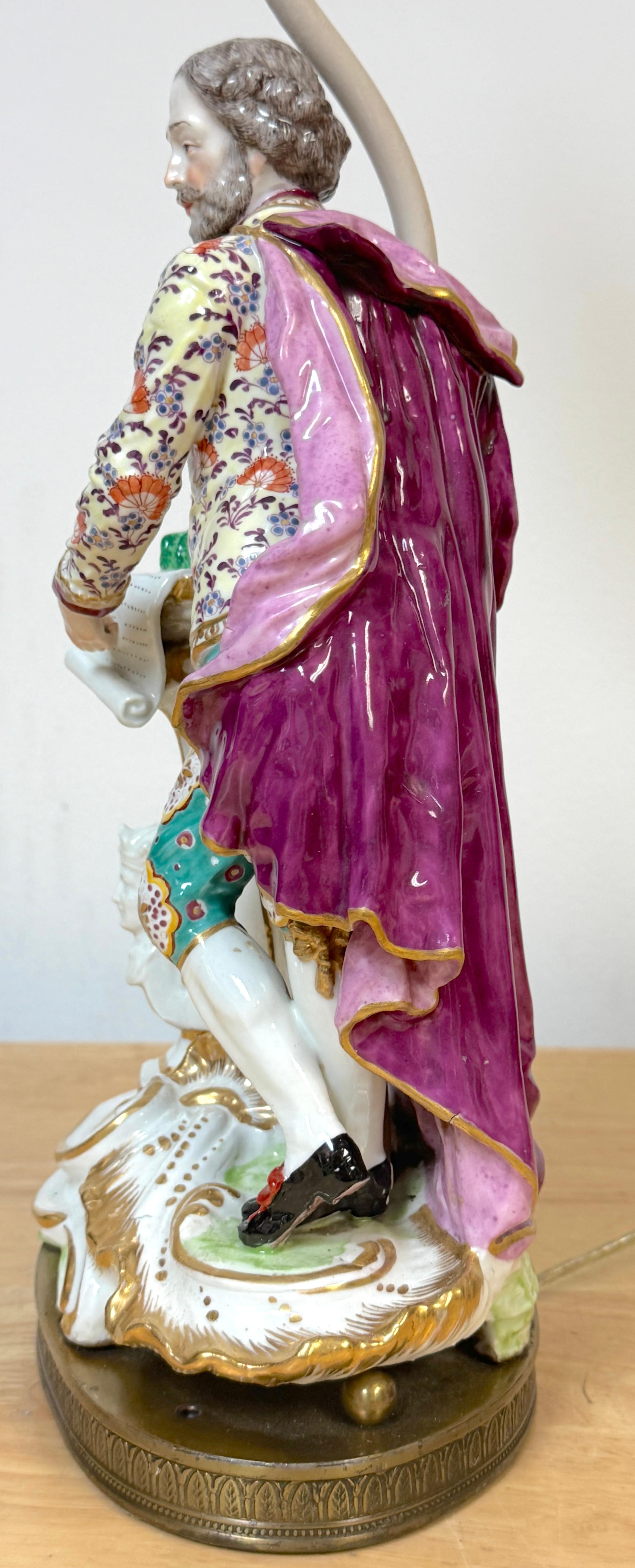 Chelsea Porcelain Figur von Shakespeare aus dem 18. Jahrhundert, jetzt als Lampe im Angebot 8