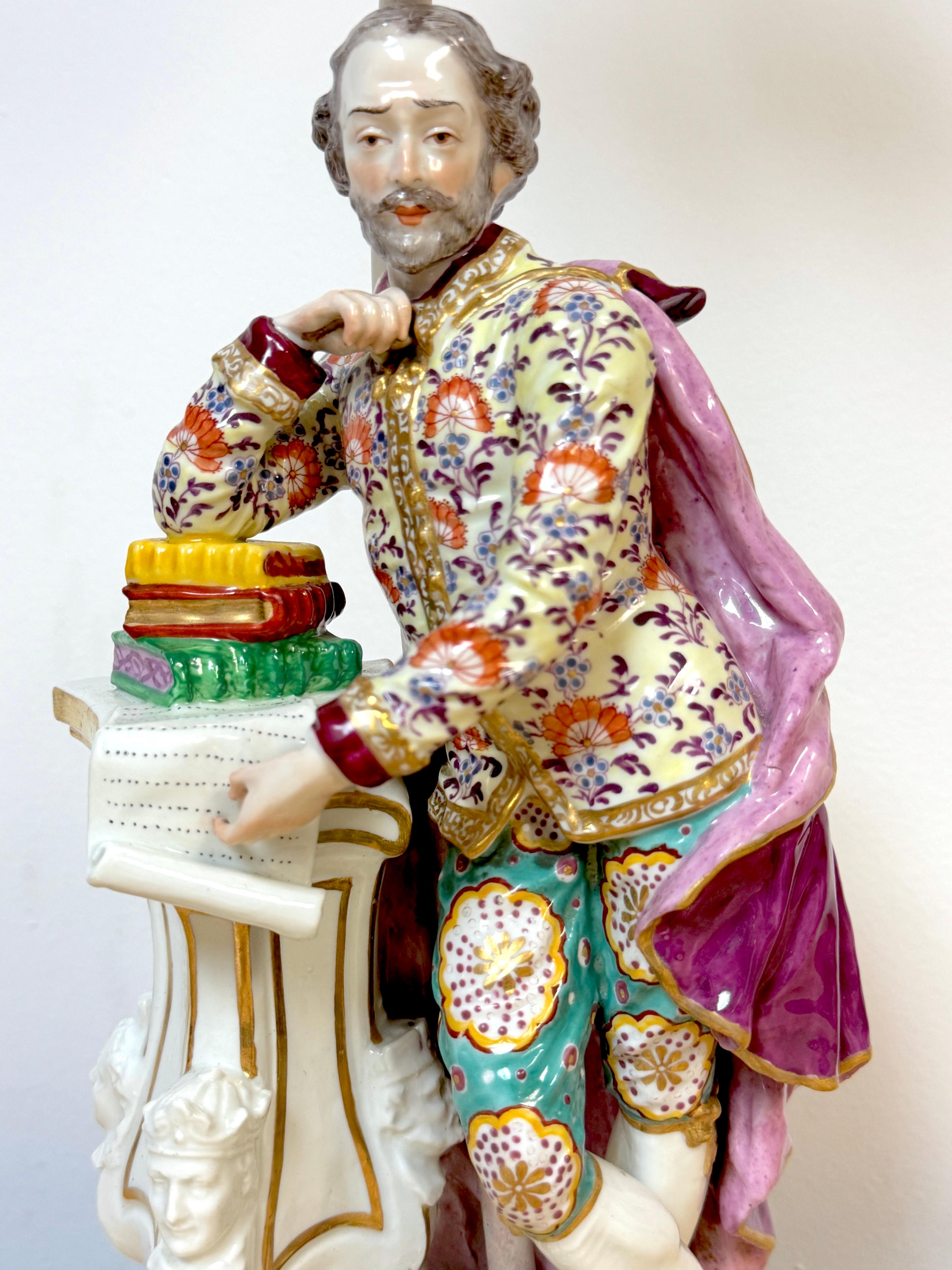 Chelsea Porcelain Figur von Shakespeare aus dem 18. Jahrhundert, jetzt als Lampe (Gewebt) im Angebot