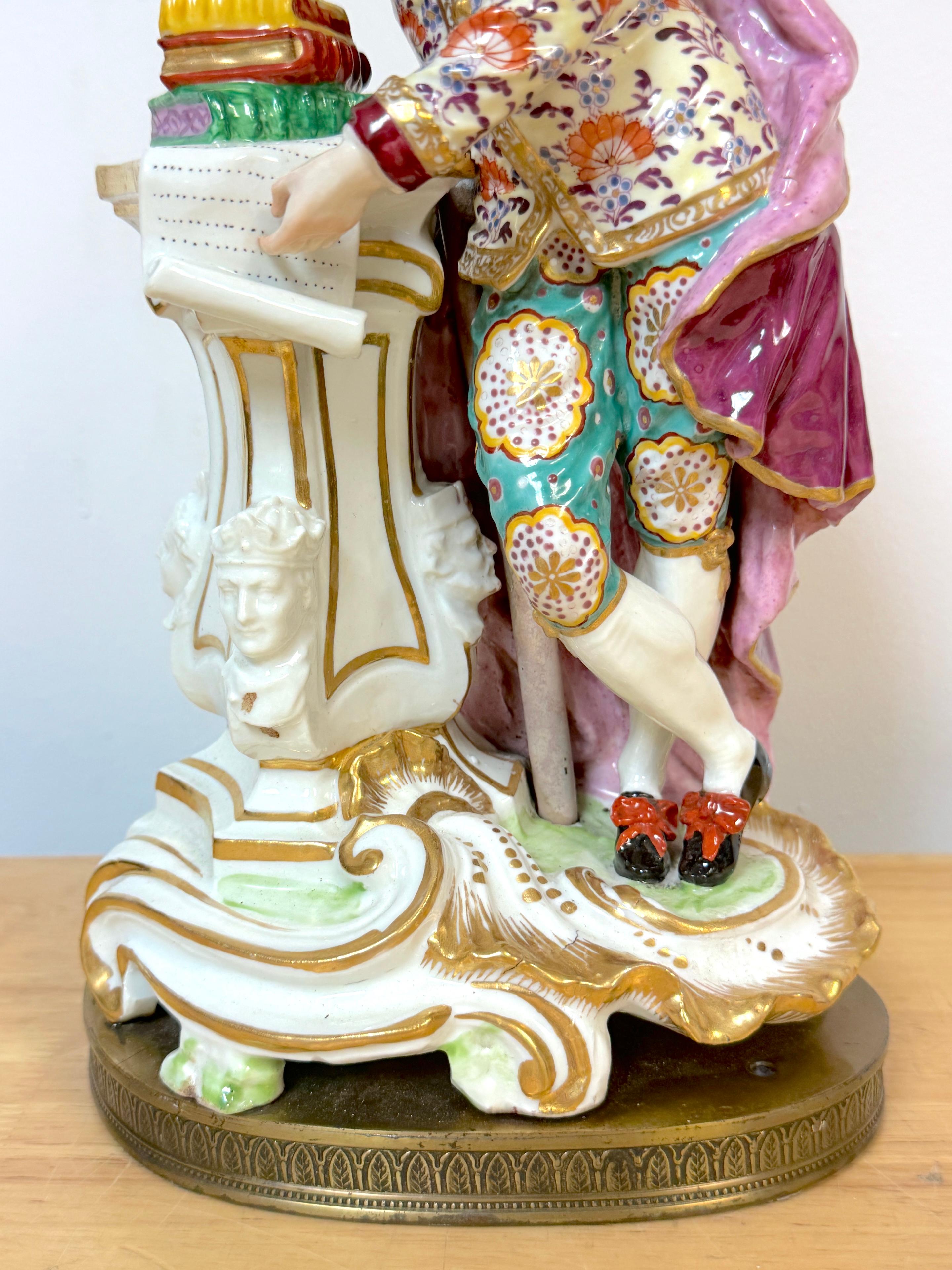 Chelsea Porcelain Figur von Shakespeare aus dem 18. Jahrhundert, jetzt als Lampe im Zustand „Gut“ im Angebot in West Palm Beach, FL