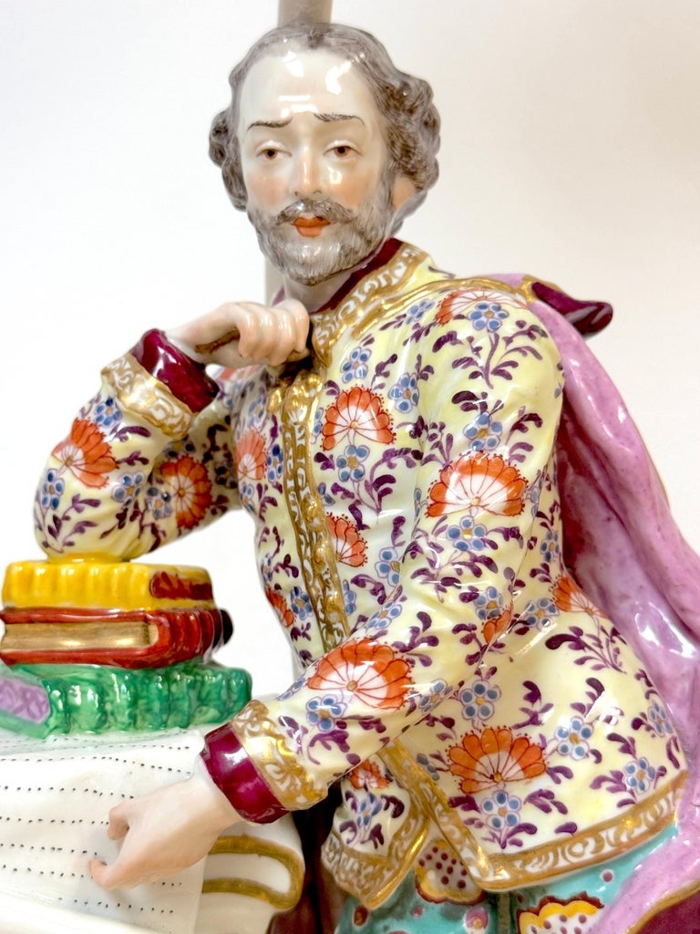 18th C. Chelsea Porcelain Figure of Shakespeare, Now As A Lamp For