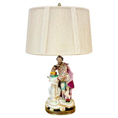 Figura di Shakespeare in porcellana di Chelsea del XVIII secolo, ora come lampada