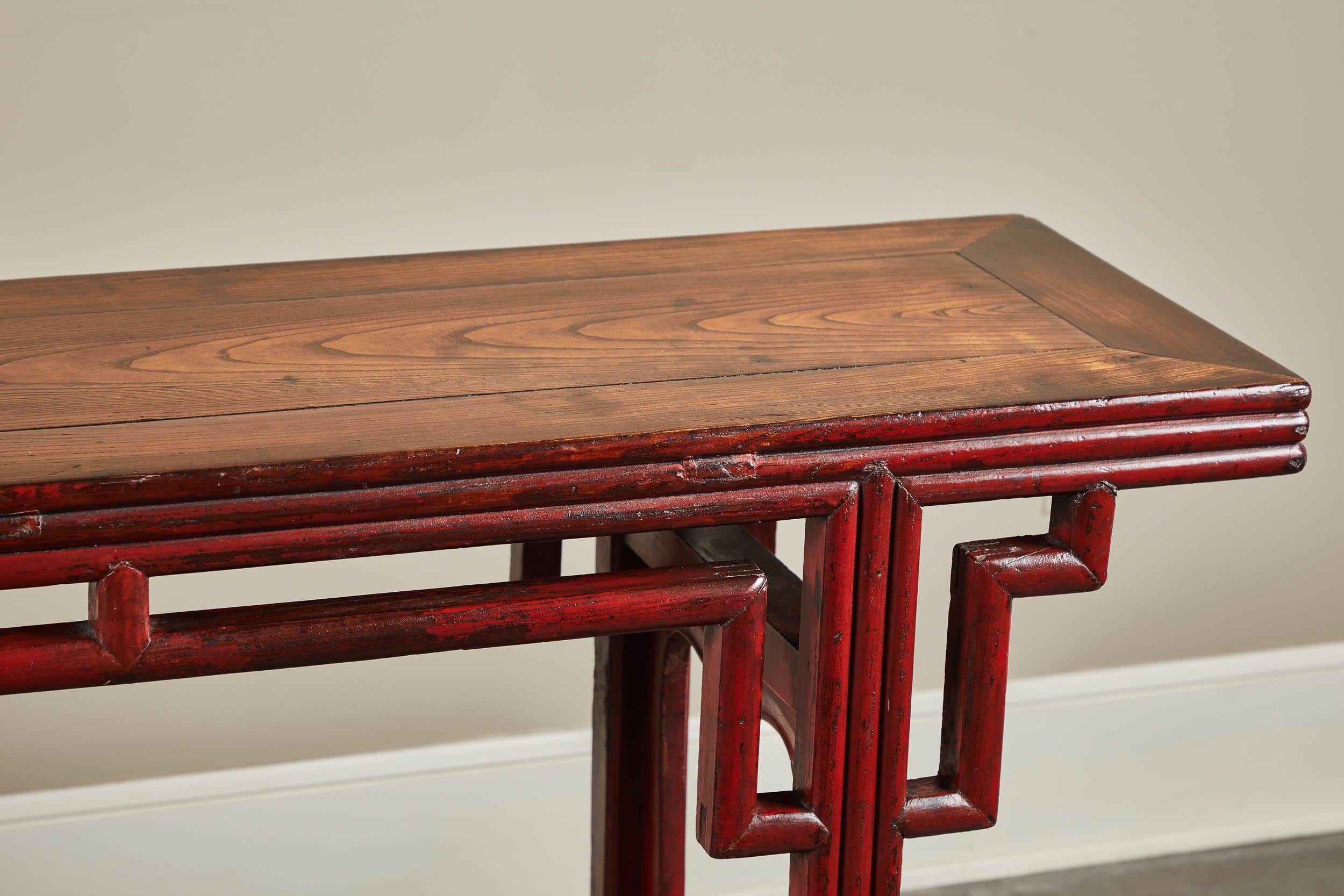 18th Century and Earlier 18th Century Chinese Altar Table in Red Lacquer