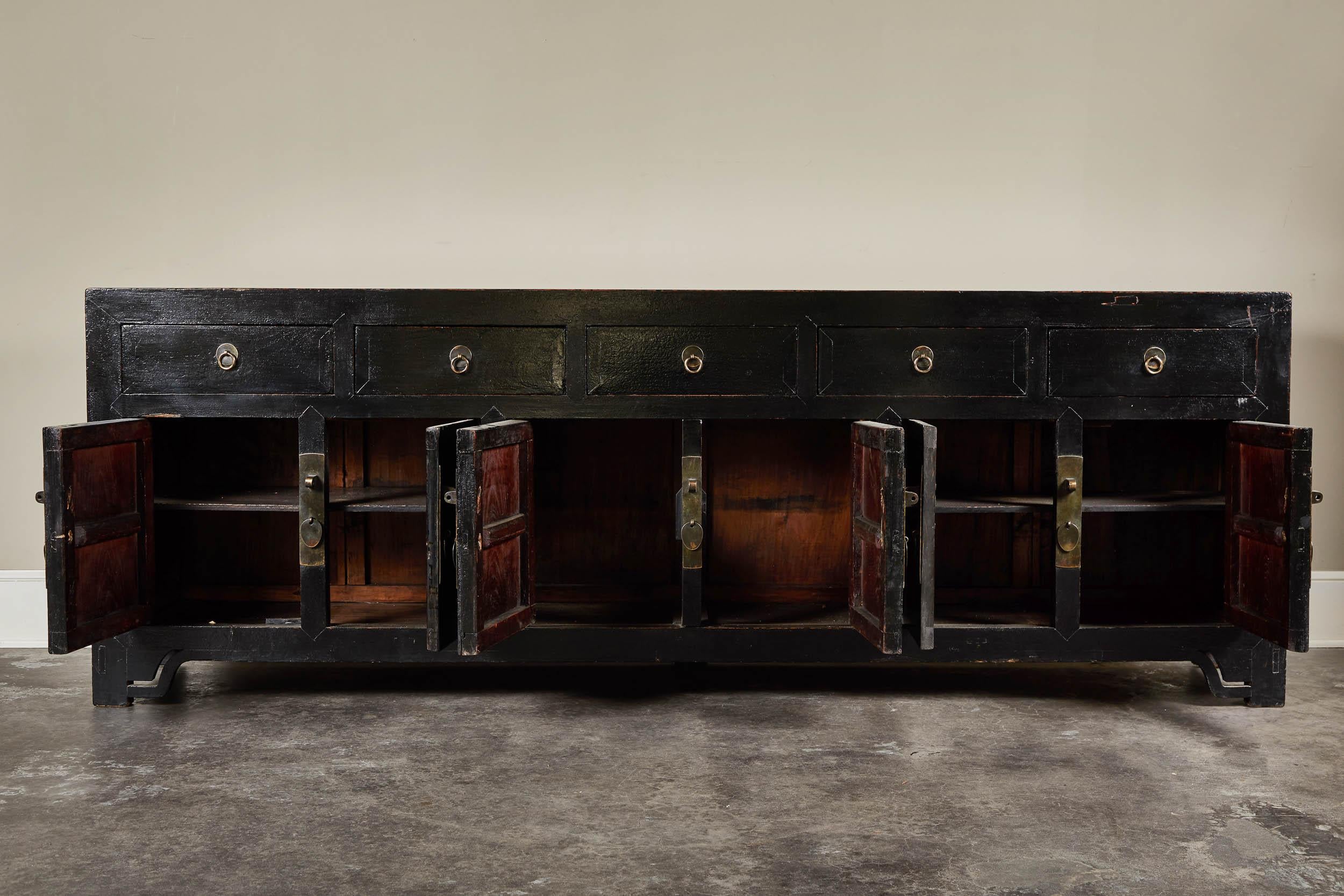 18th Century and Earlier 18th Century Chinese Black Lacquer Sideboard
