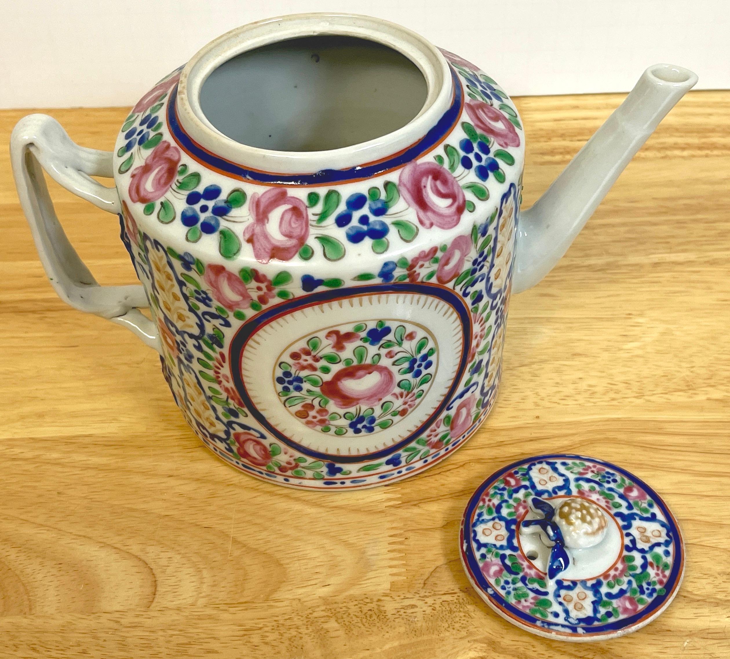 18th C Chinese Export Famille Rose Tea Pot, in the French Taste For Sale 4