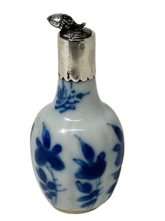 18th Century Chinese Porcelain Miniature Blue and White Kangxi Bottle Vase