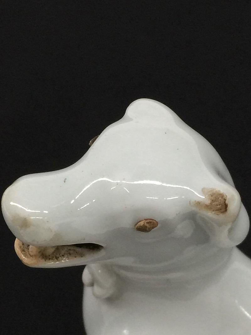Chinese porcelain sitting dog, Dehua, Qing Dynasty, Kangxi Era For Sale 4