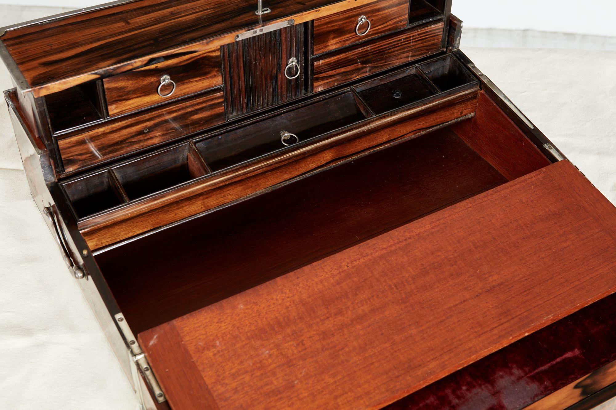 Hardwood 18th c. Coromandel Travel Writing Slope For Sale