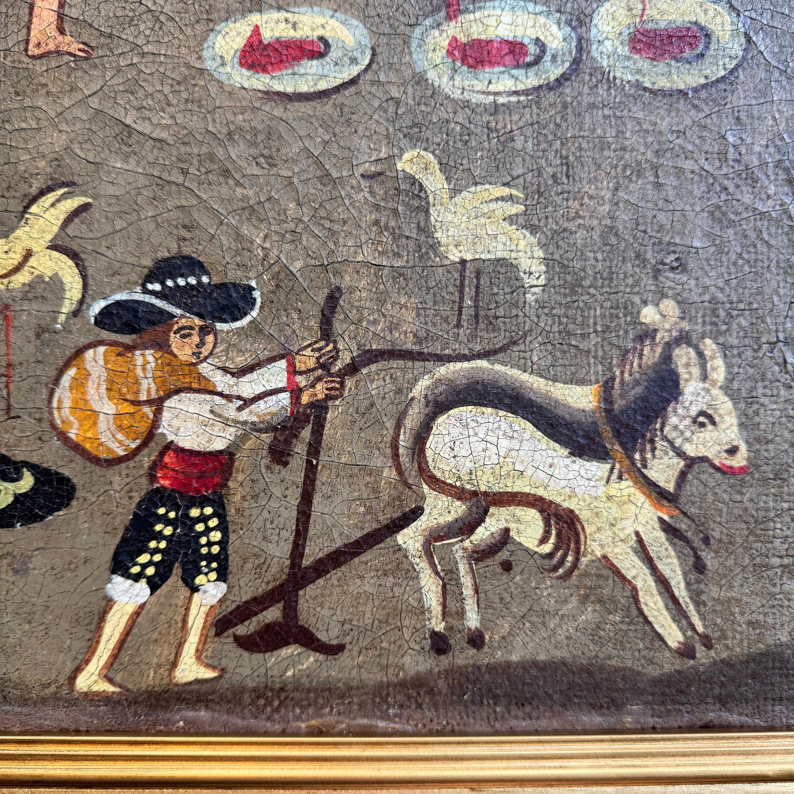 Huile sur toile de l'école de Cuzco du 18e siècle Saint Isidore le Labourer en vente 2