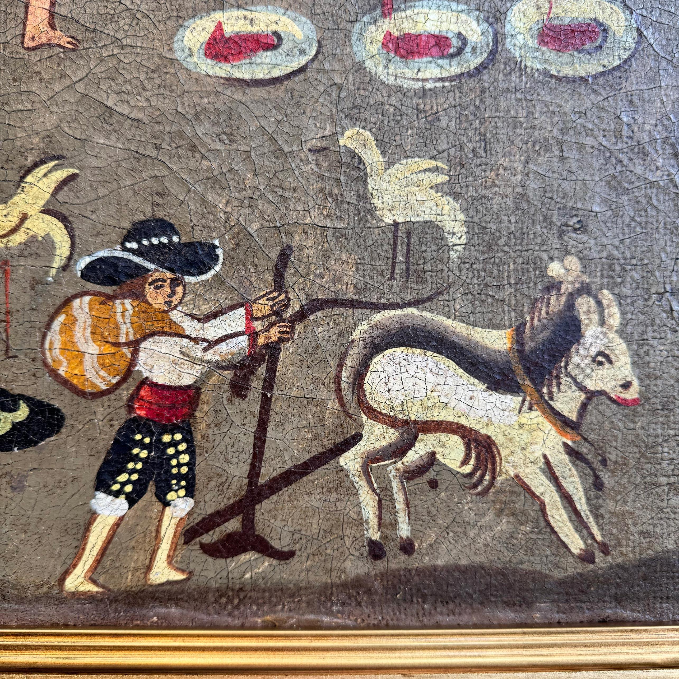 Óleo sobre lienzo de la escuela cuzqueña del siglo XVIII San Isidro Labrador 3