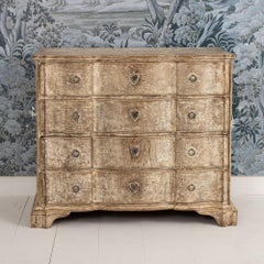 18th c. Danish Baroque Arbalète Shaped Commode in Original Patina