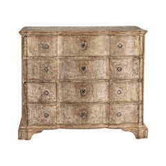 18th c. Danish Baroque Arbalète Shaped Commode in Original Patina