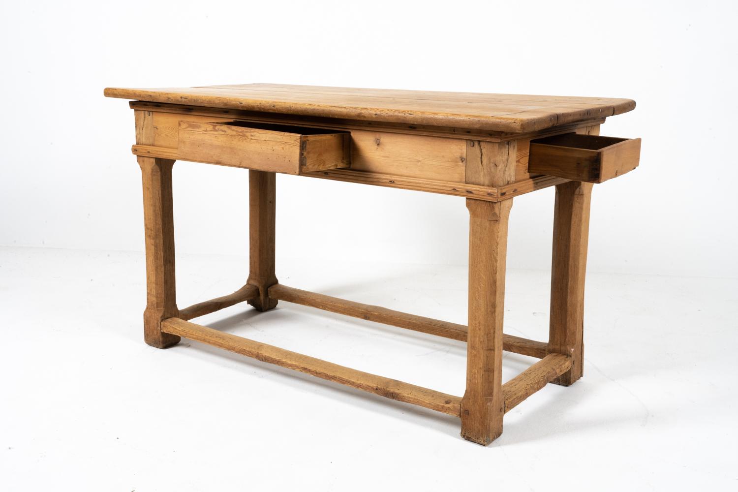 18th C. Danish Baroque Pine Table or Desk For Sale 1