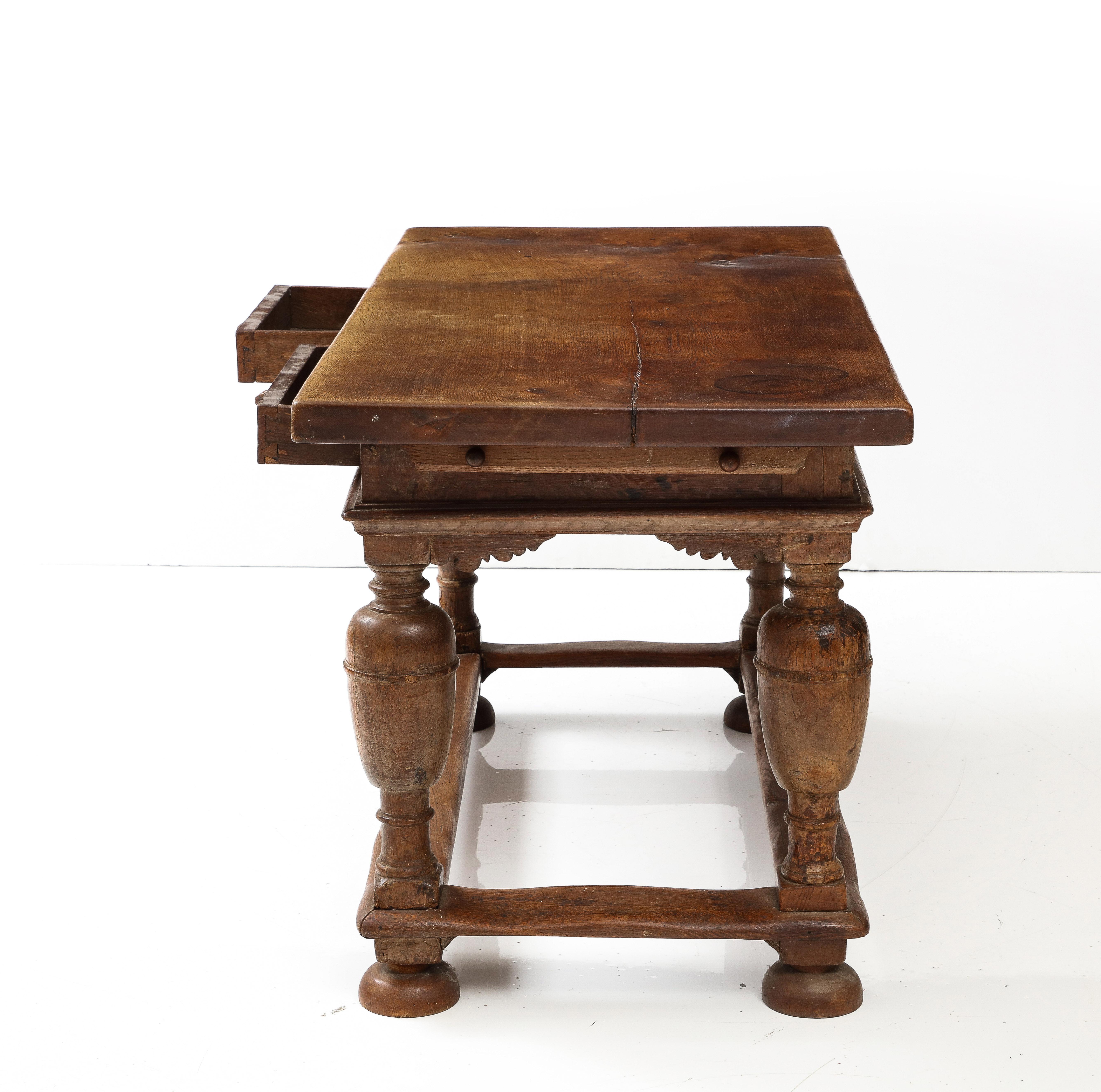 18th C. Danish Oak Table with Thick Top For Sale 6