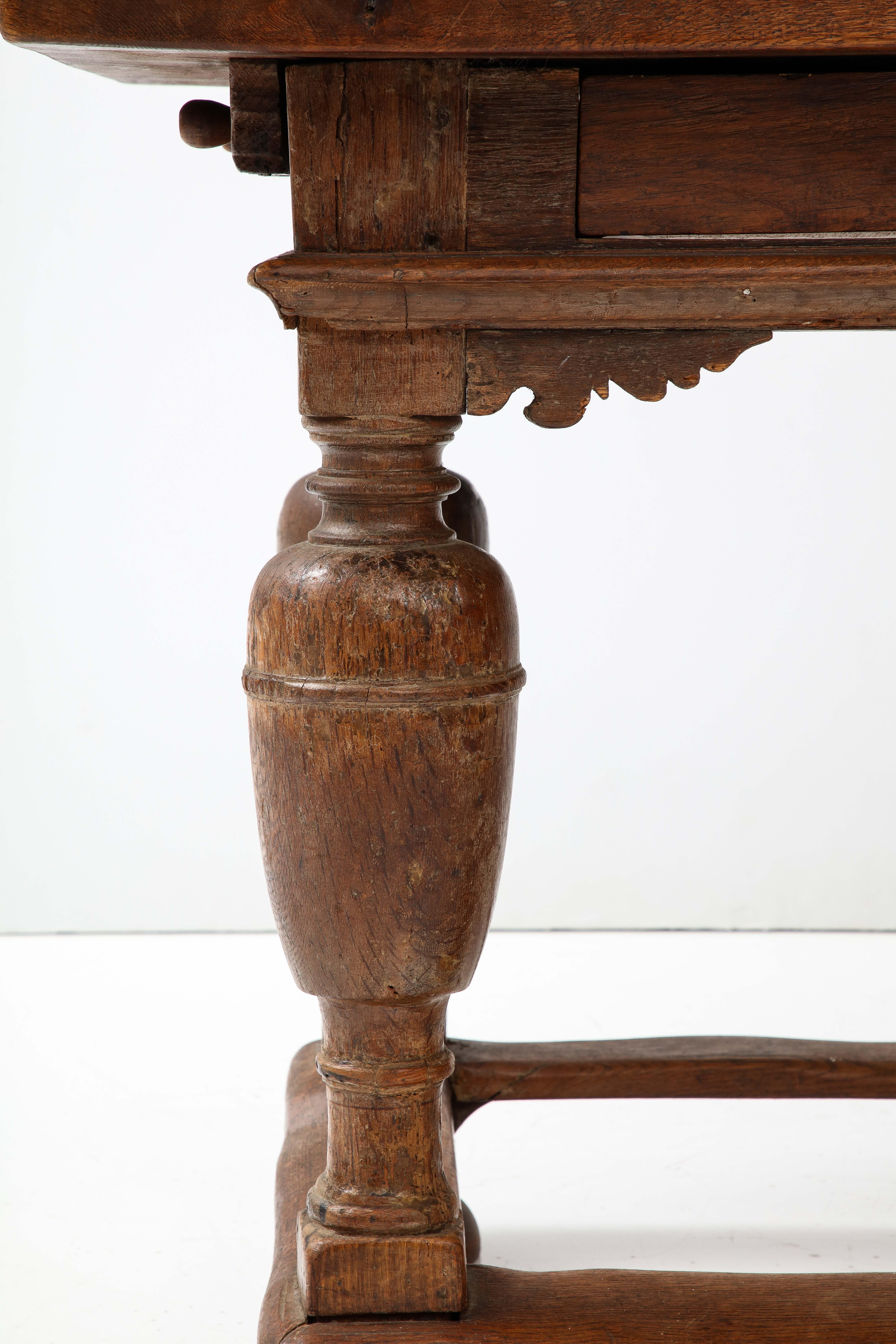 18th C. Danish Oak Table with Thick Top In Good Condition For Sale In Brooklyn, NY