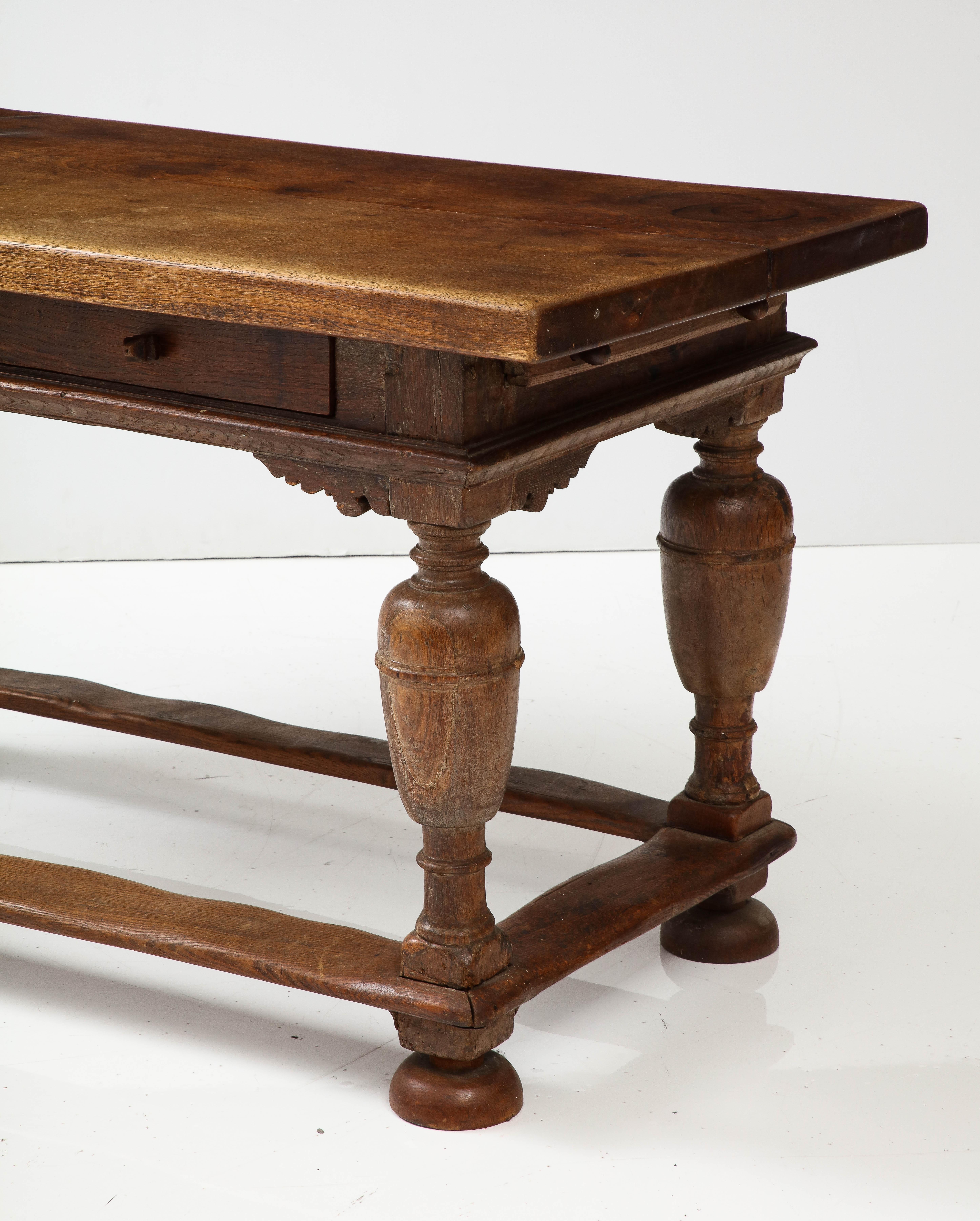 18th C. Danish Oak Table with Thick Top For Sale 2