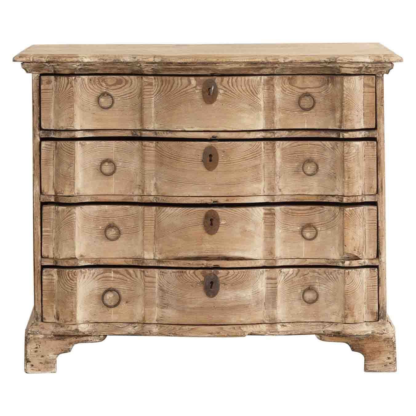 18th c. Danish Pine Arbalette Shaped Commode in Original Patina For Sale