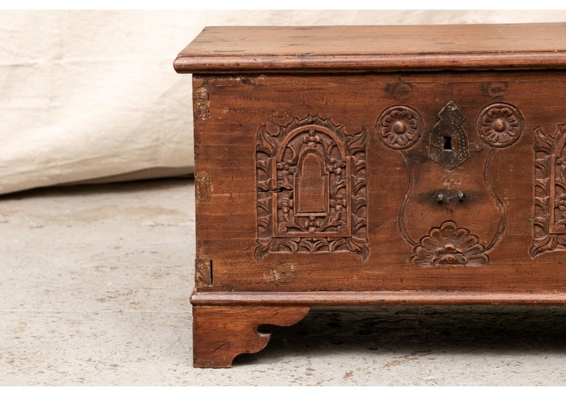 18th Century Diminutive Carved Mahogany Chest In Distressed Condition In Bridgeport, CT
