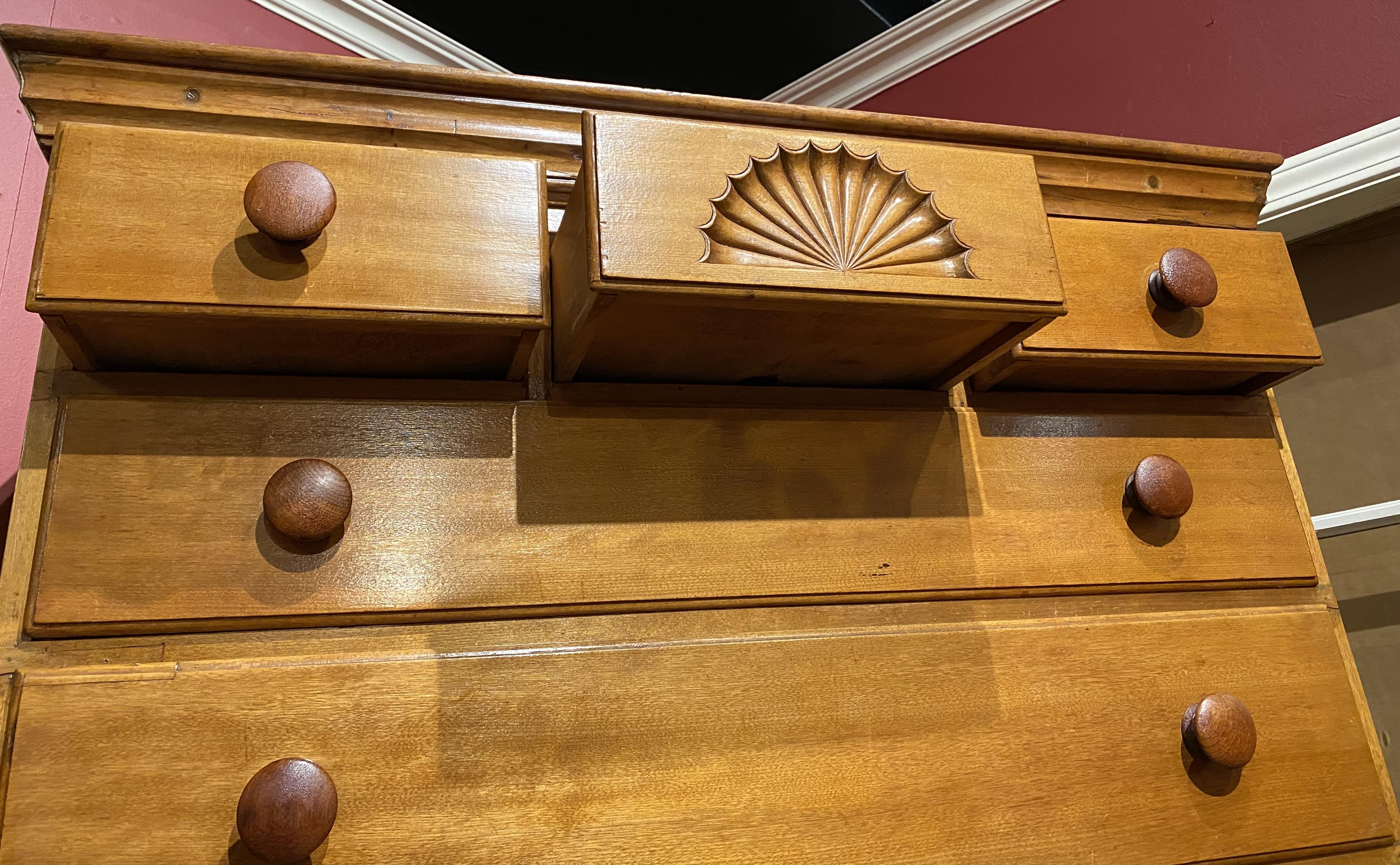 18th Century and Earlier 18th c Dunlap School NH Highboy in Birch With Provenance For Sale