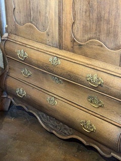 18th c. Dutch Bleached Oak Linen Press