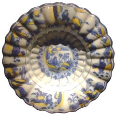 Antique 18th c. Dutch Delft Lobed Sweetmeat Dish